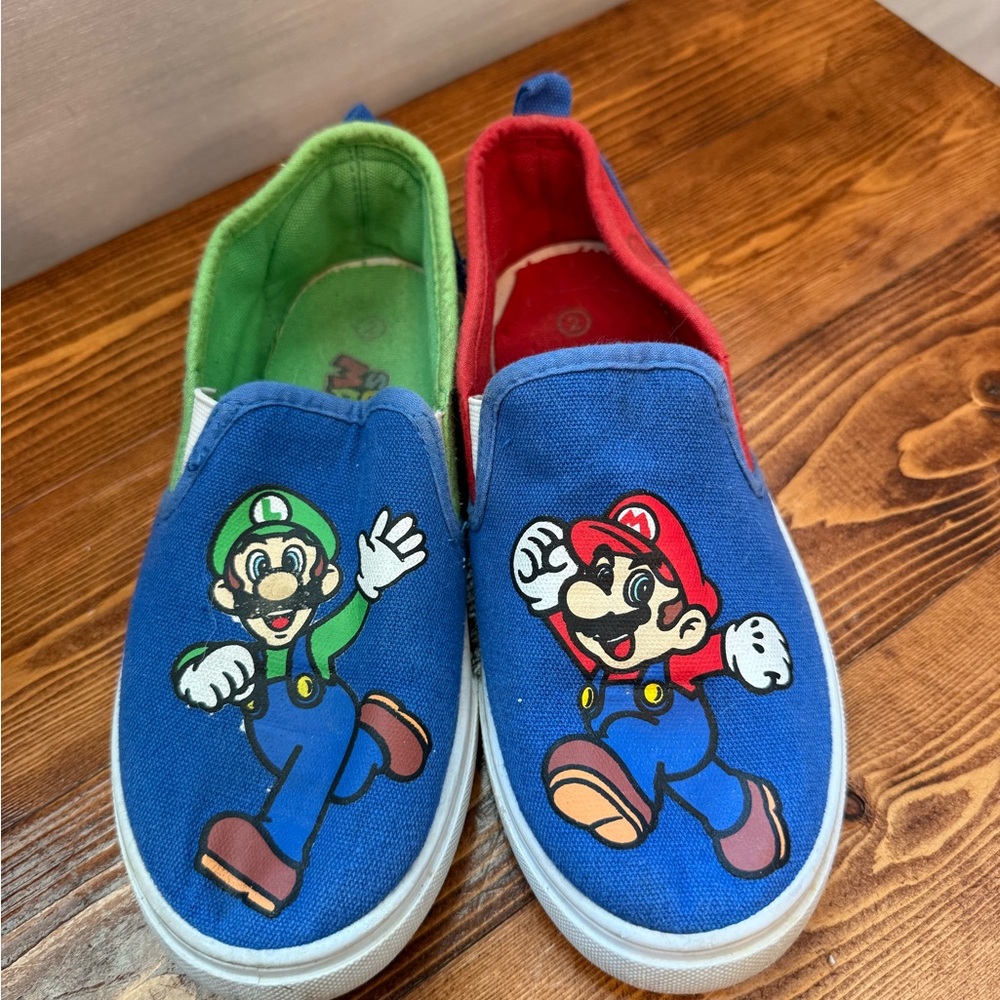 Mario & Luigi Blue Slip-On Sneakers